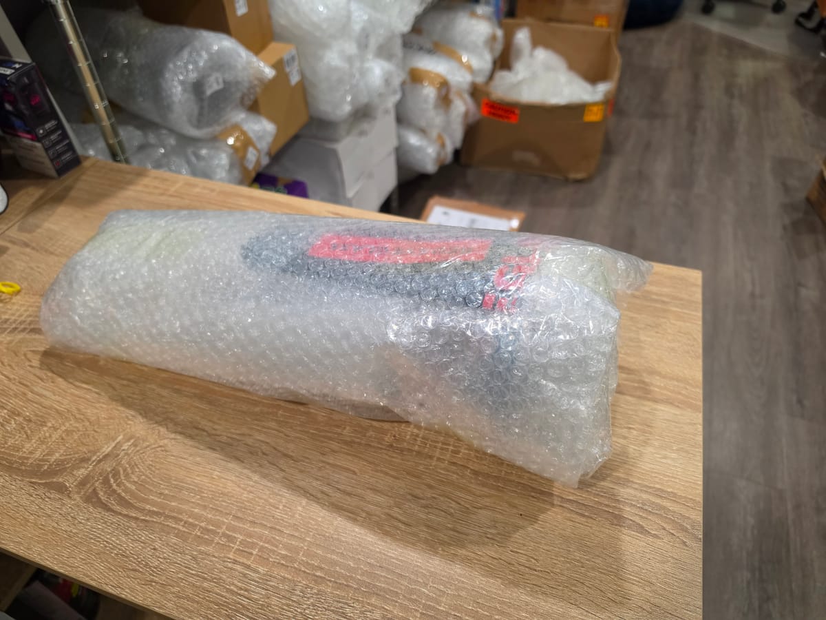 Photo of the Wrapped step in how we pack glass for shipping.